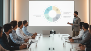 Obraz pokazujący osobę prowadzącą prezentację